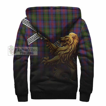 MacLennan (McLennan) Crest Tartan Sherpa Hoodie with Golden Lion Emblem Celtic Style - Tartan Vibes Clothing