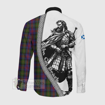 MacLennan (McLennan) Tartan Clan Crest Long Sleeve Button Shirt with Highlander Warrior Celtic Style