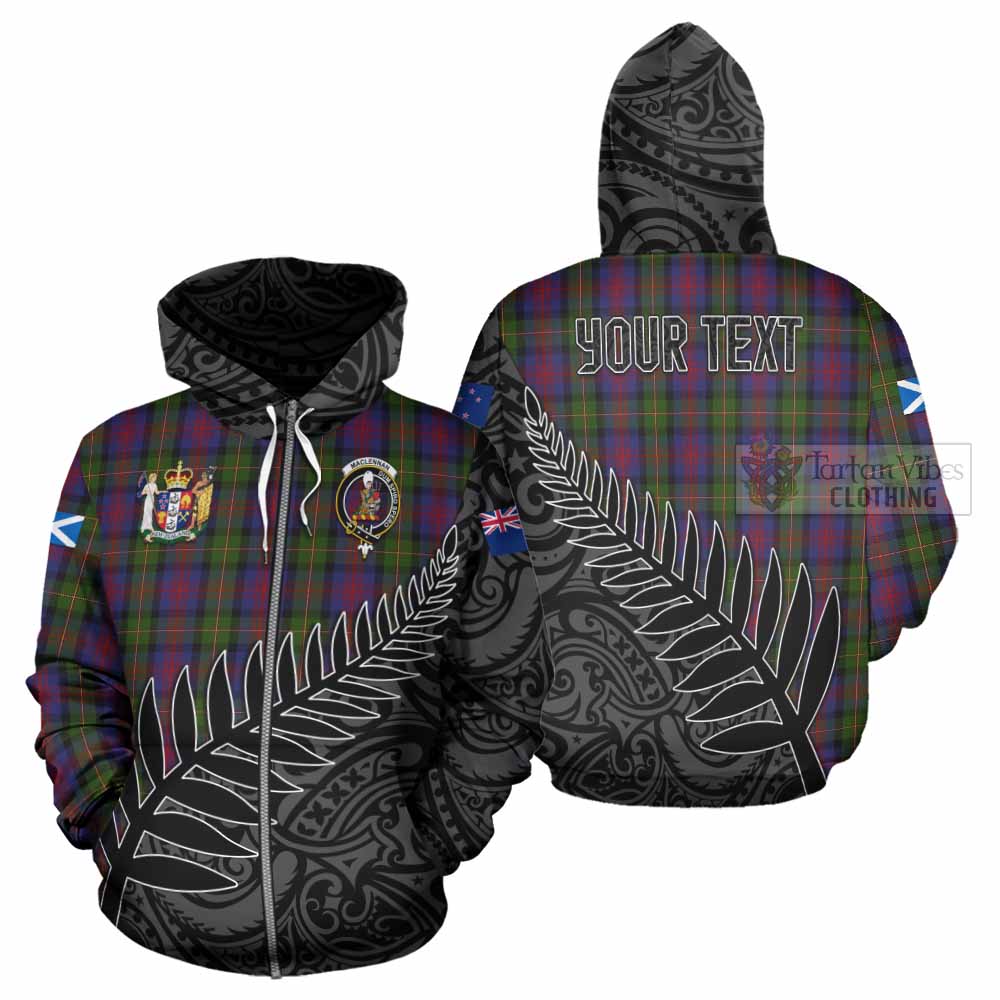 Tartan Vibes Clothing MacLennan (McLennan) Crest Tartan Hoodie with New Zealand Silver Fern Half Style