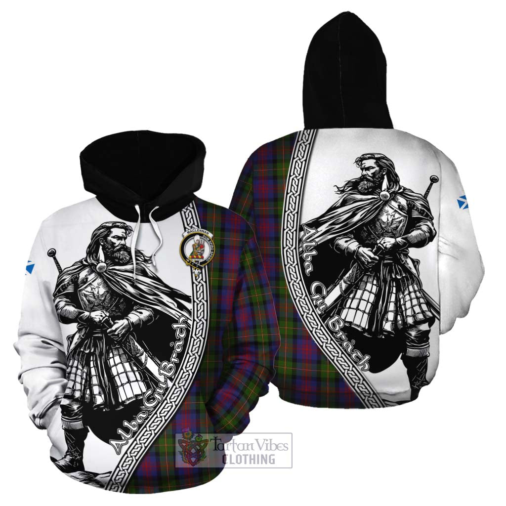 Tartan Vibes Clothing MacLennan (McLennan) Tartan Clan Crest Cotton Hoodie with Highlander Warrior Celtic Style