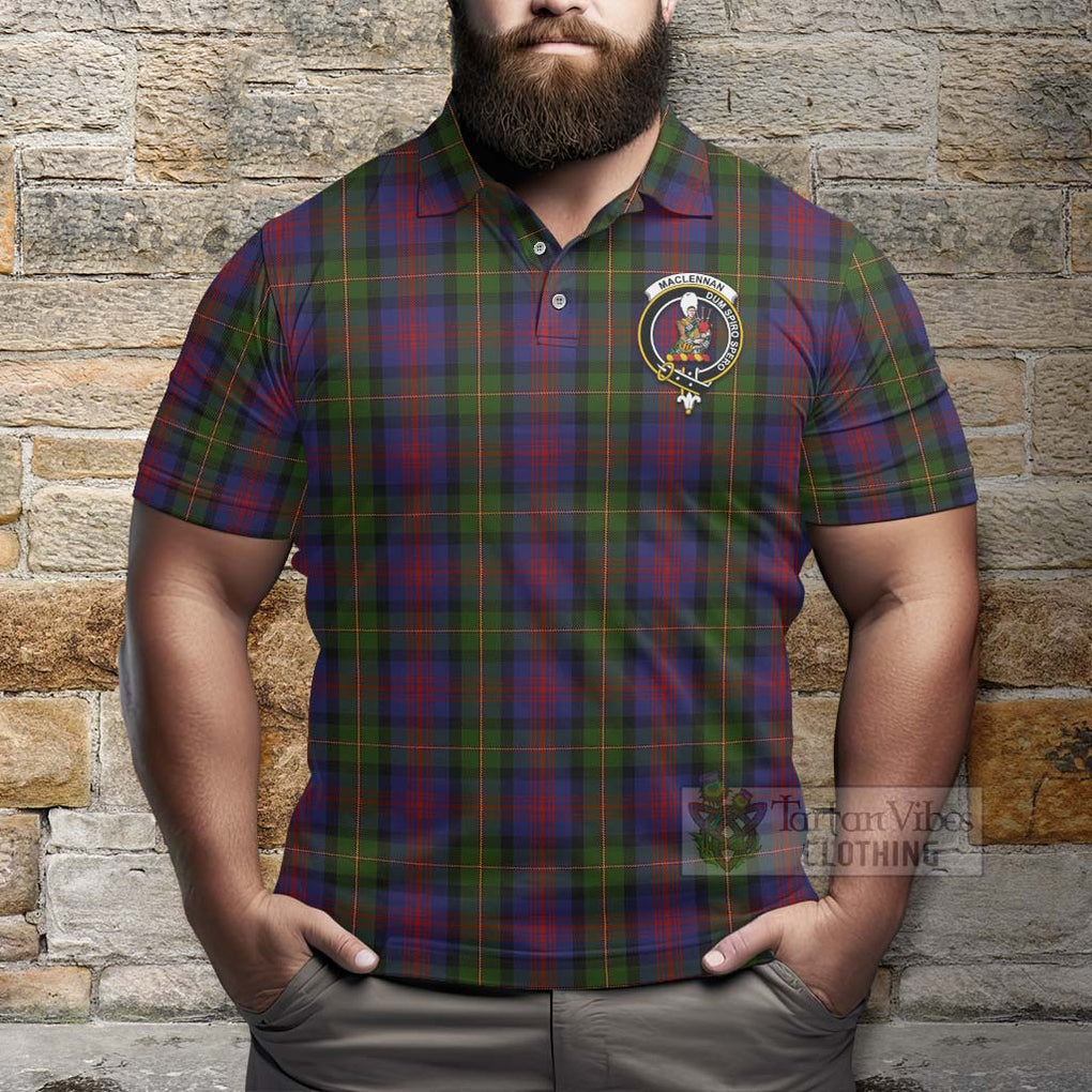 Tartan Vibes Clothing MacLennan (McLennan) Tartan Polo Shirt with Family Crest Celtic Skull Style