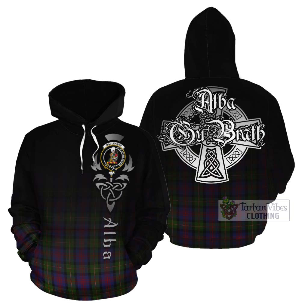 Tartan Vibes Clothing MacLennan (McLennan) Tartan Cotton Hoodie Featuring Alba Gu Brath Family Crest Celtic Inspired