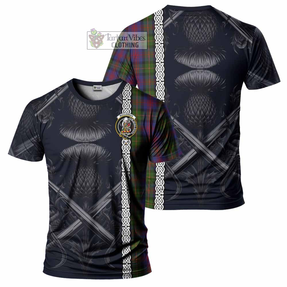 Tartan Vibes Clothing MacLennan (McLennan) Tartan T-Shirt with Family Crest Cross Sword Thistle Celtic Vibes