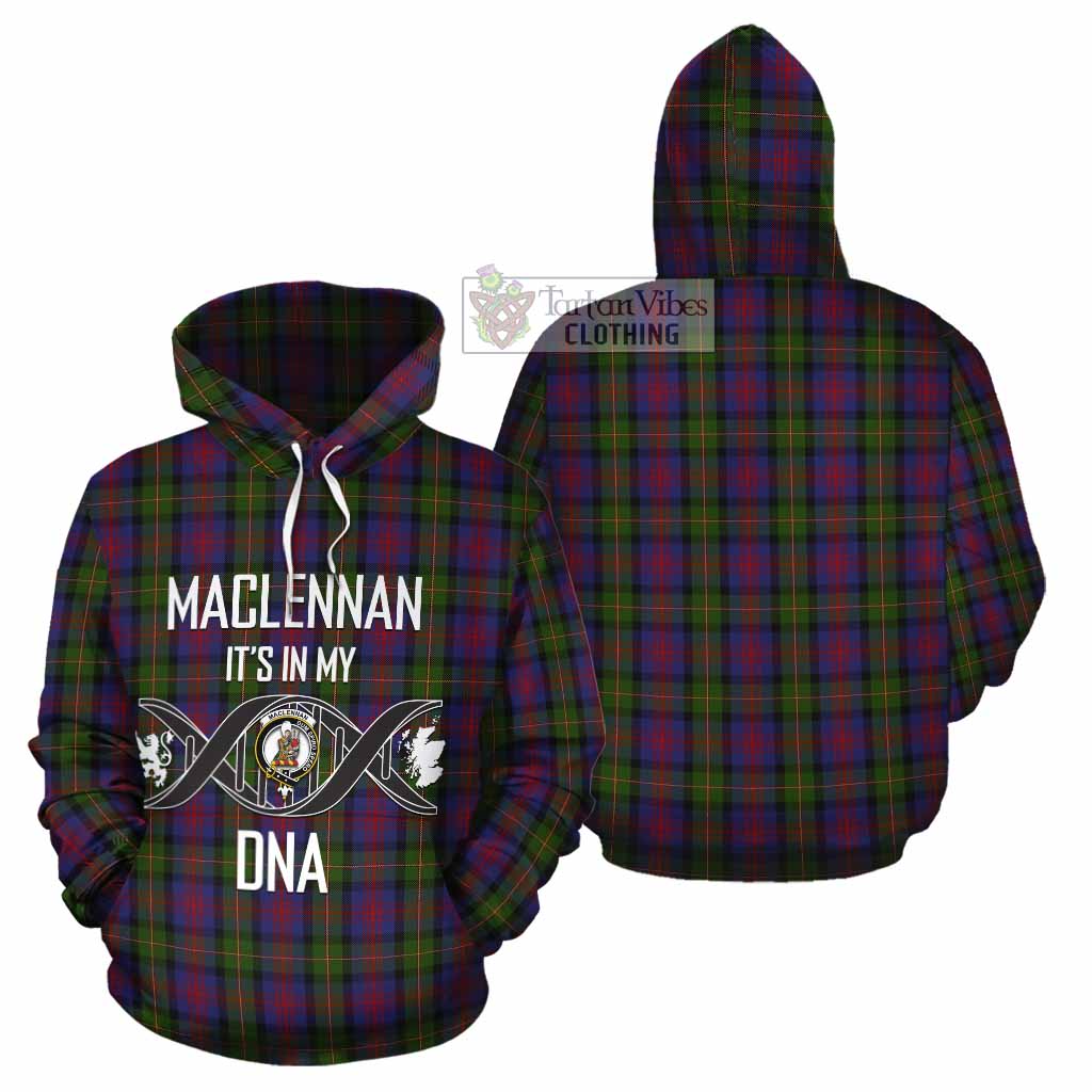 Tartan Vibes Clothing MacLennan (McLennan) Tartan Cotton Hoodie with Family Crest DNA In Me Style