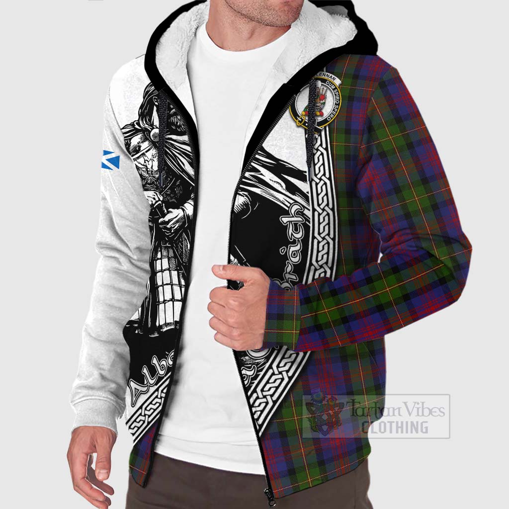 Tartan Vibes Clothing MacLennan (McLennan) Tartan Clan Crest Sherpa Hoodie with Highlander Warrior Celtic Style