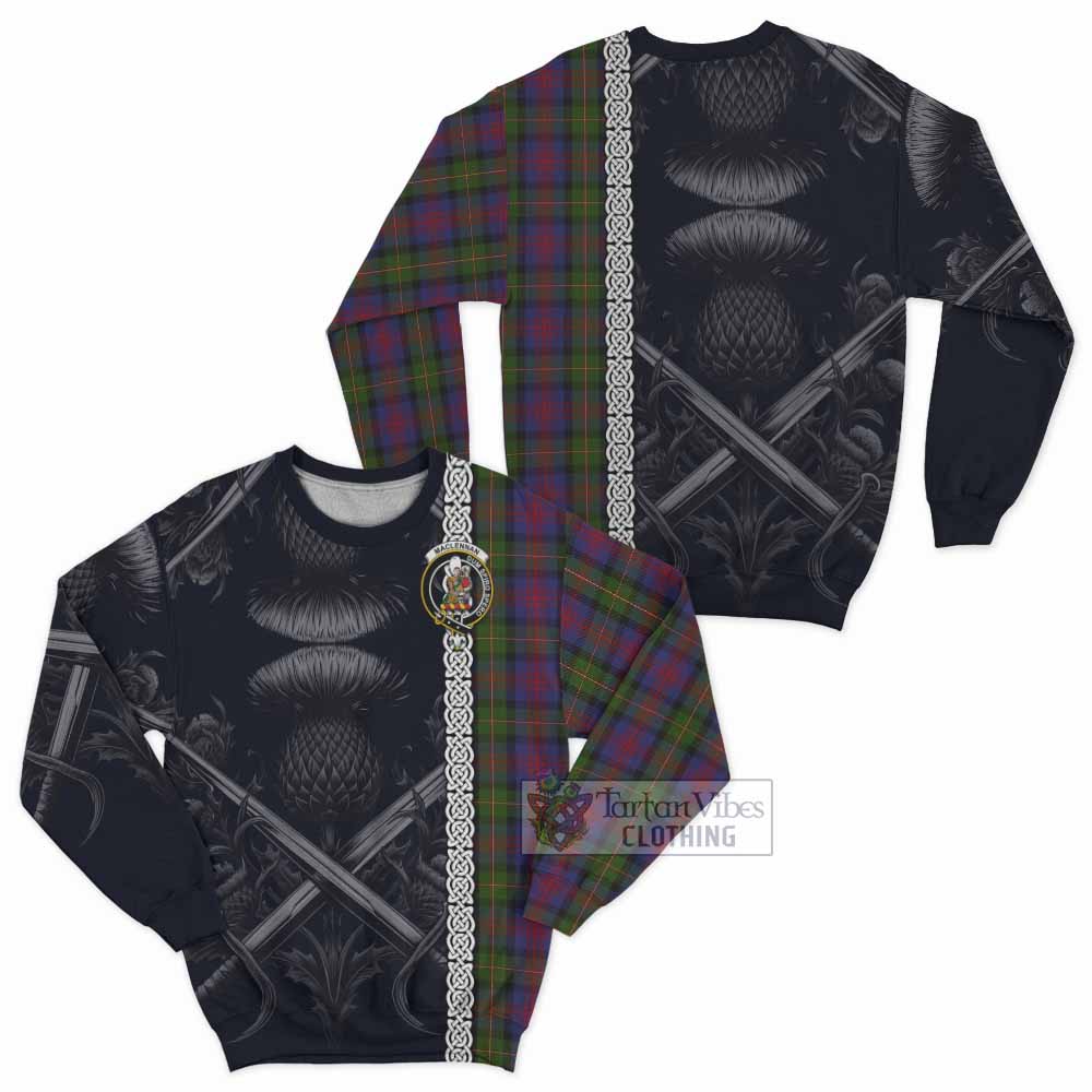 Tartan Vibes Clothing MacLennan (McLennan) Tartan Sweatshirt with Family Crest Cross Sword Thistle Celtic Vibes