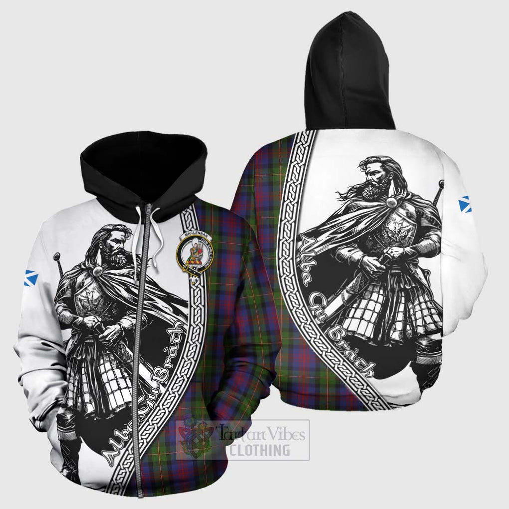 Tartan Vibes Clothing MacLennan (McLennan) Tartan Clan Crest Hoodie with Highlander Warrior Celtic Style