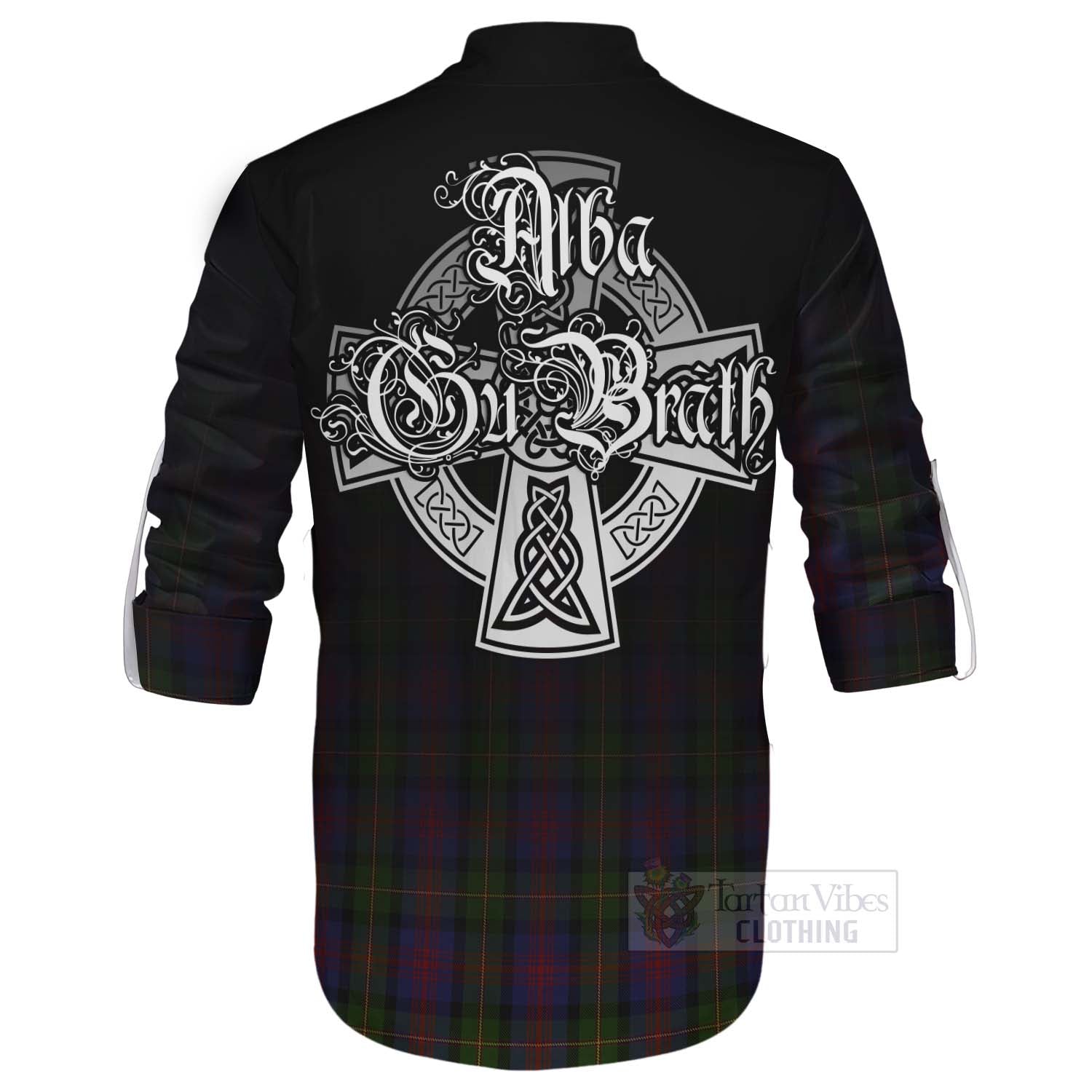 Tartan Vibes Clothing MacLennan (McLennan) Tartan Ghillie Kilt Shirt Featuring Alba Gu Brath Family Crest Celtic Inspired