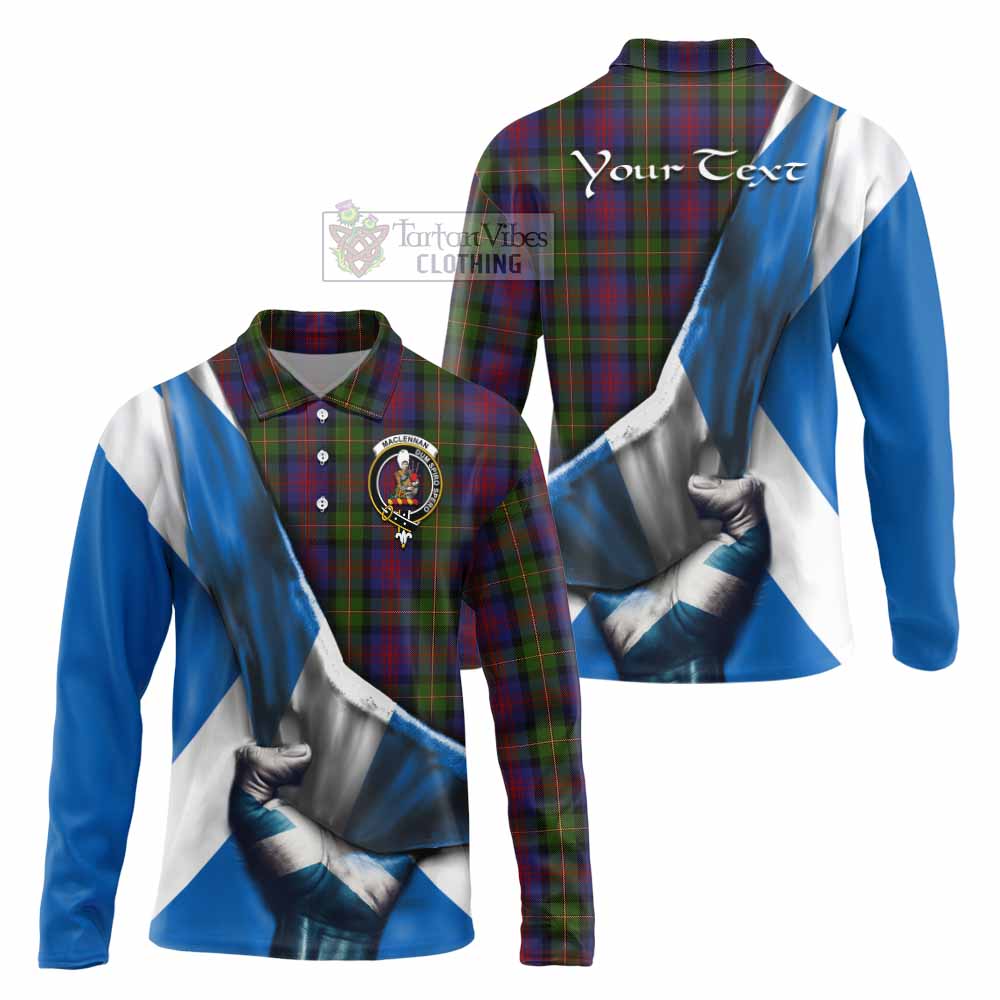 Tartan Vibes Clothing MacLennan (McLennan) Tartan Long Sleeve Polo Shirt with Family Crest Scotland Patriotic Style