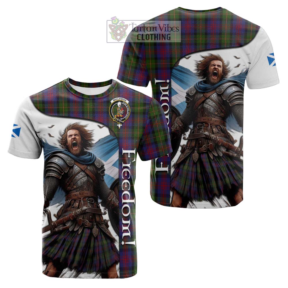 Tartan Vibes Clothing MacLennan (McLennan) Crest Tartan Cotton T-shirt Inspired by the Freedom of Scottish Warrior