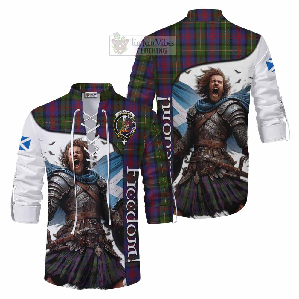 Tartan Vibes Clothing MacLennan (McLennan) Crest Tartan Ghillie Kilt Shirt Inspired by the Freedom of Scottish Warrior