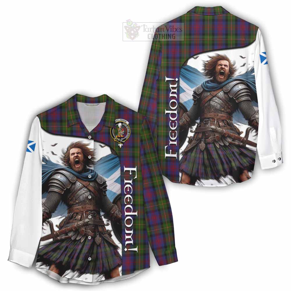 Tartan Vibes Clothing MacLennan (McLennan) Crest Tartan Women's Casual Shirt Inspired by the Freedom of Scottish Warrior