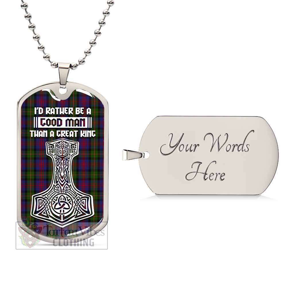 Tartan Vibes Clothing MacLennan (McLennan) Tartan Dog Tag Necklace Viking Mjolnir Style