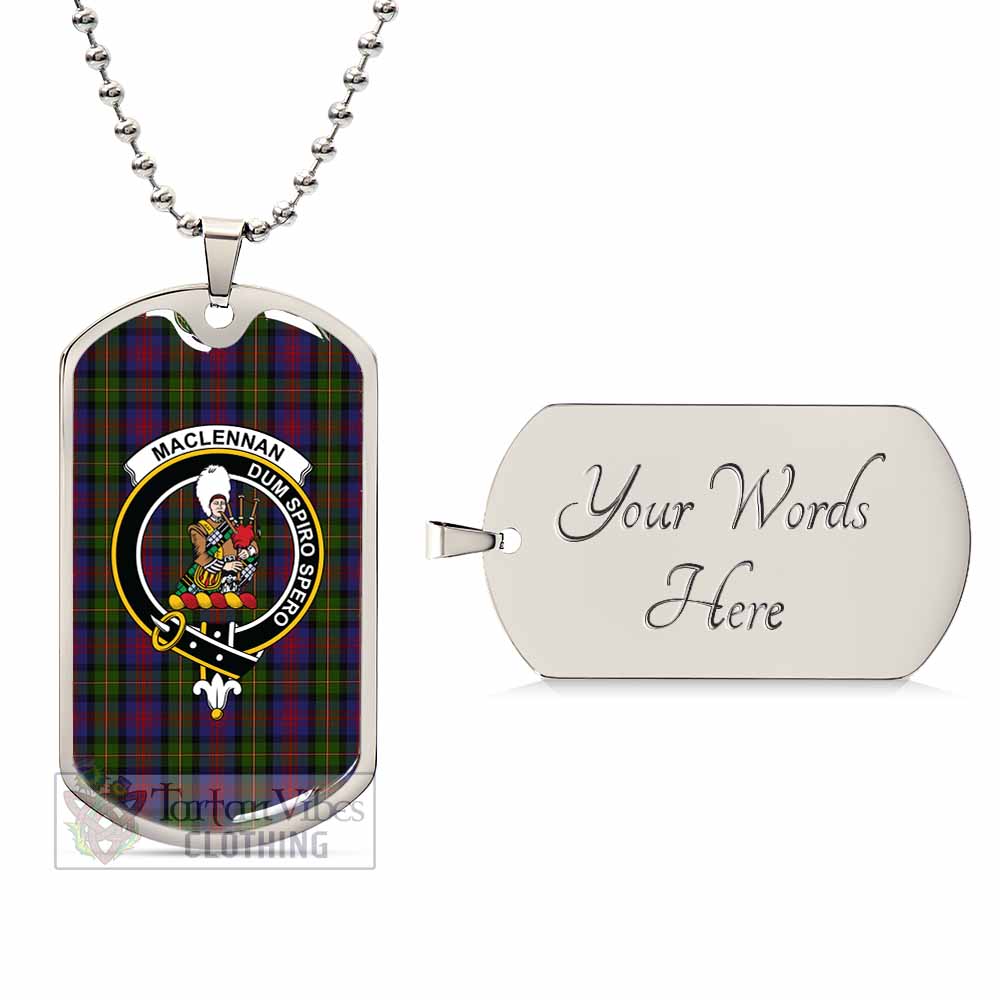 Tartan Vibes Clothing MacLennan (McLennan) Tartan Dog Tag Necklace with Family Crest