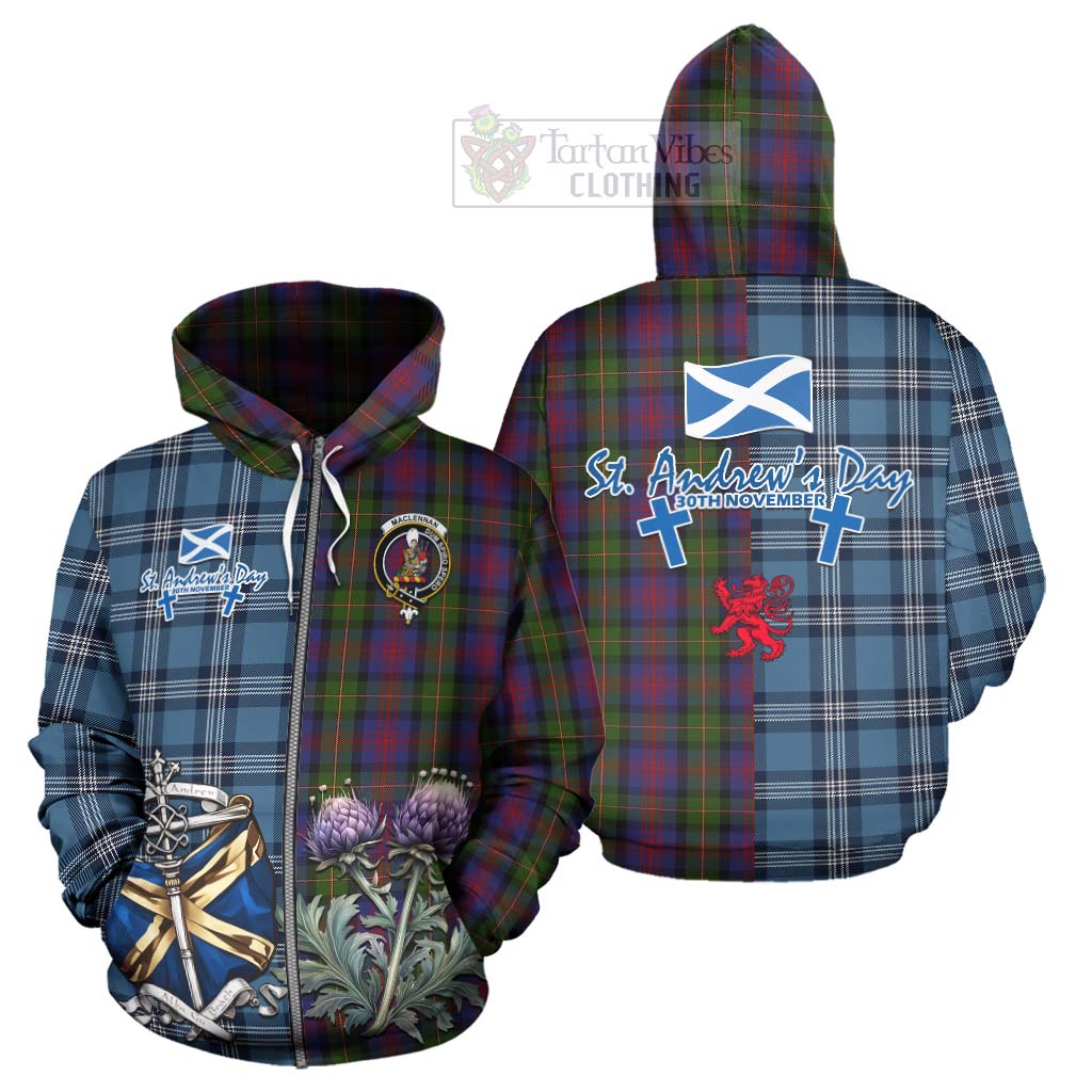 Tartan Vibes Clothing MacLennan (McLennan) Tartan Hoodie Happy St. Andrew's Day Half Tartan Style