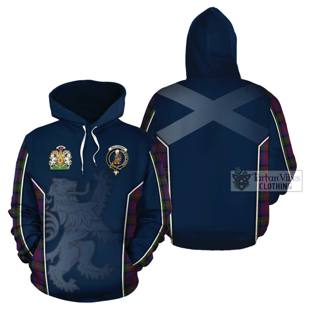 Tartan Vibes Clothing MacLennan (McLennan) Tartan Cotton Hoodie with Family Crest and Lion Rampant Vibes Sport Style