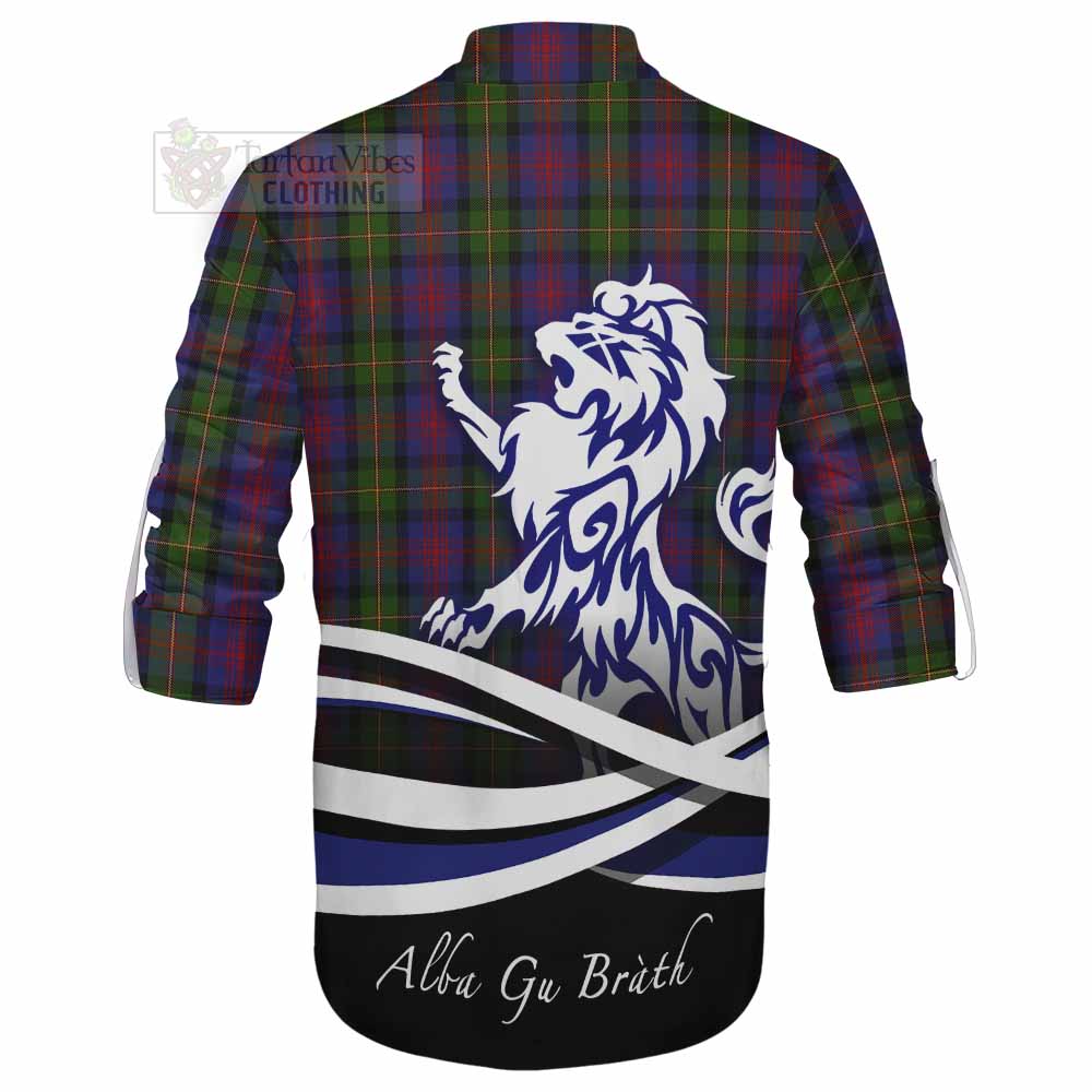 Tartan Vibes Clothing MacLennan (McLennan) Tartan Ghillie Kilt Shirt with Alba Gu Brath Regal Lion Emblem