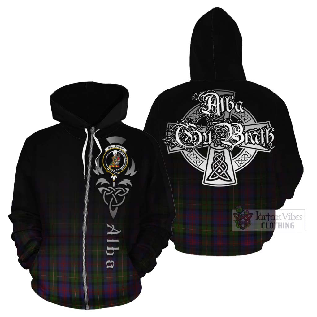 Tartan Vibes Clothing MacLennan (McLennan) Tartan Cotton Hoodie Featuring Alba Gu Brath Family Crest Celtic Inspired