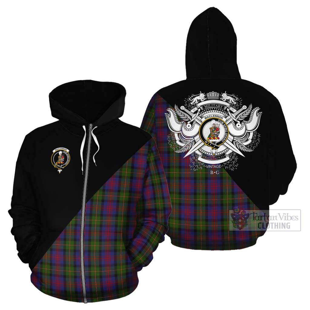 Tartan Vibes Clothing MacLennan (McLennan) Tartan Cotton Hoodie with Family Crest and Military Logo Style