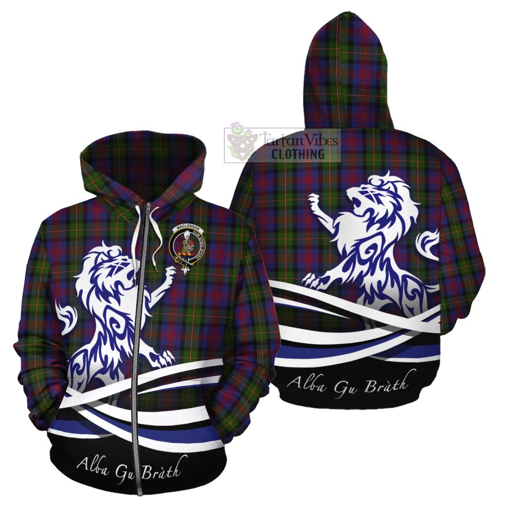 Tartan Vibes Clothing MacLennan (McLennan) Tartan Cotton Hoodie with Alba Gu Brath Regal Lion Emblem