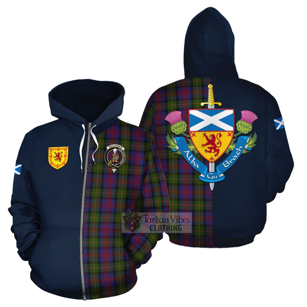 Tartan Vibes Clothing MacLennan (McLennan) Tartan Cotton Hoodie Alba with Scottish Lion Royal Arm Half Style