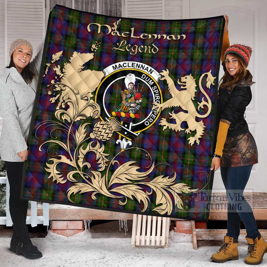 Tartan Vibes Clothing MacLennan (McLennan) Tartan Quilt with Family Crest and Scottish Symbol Style