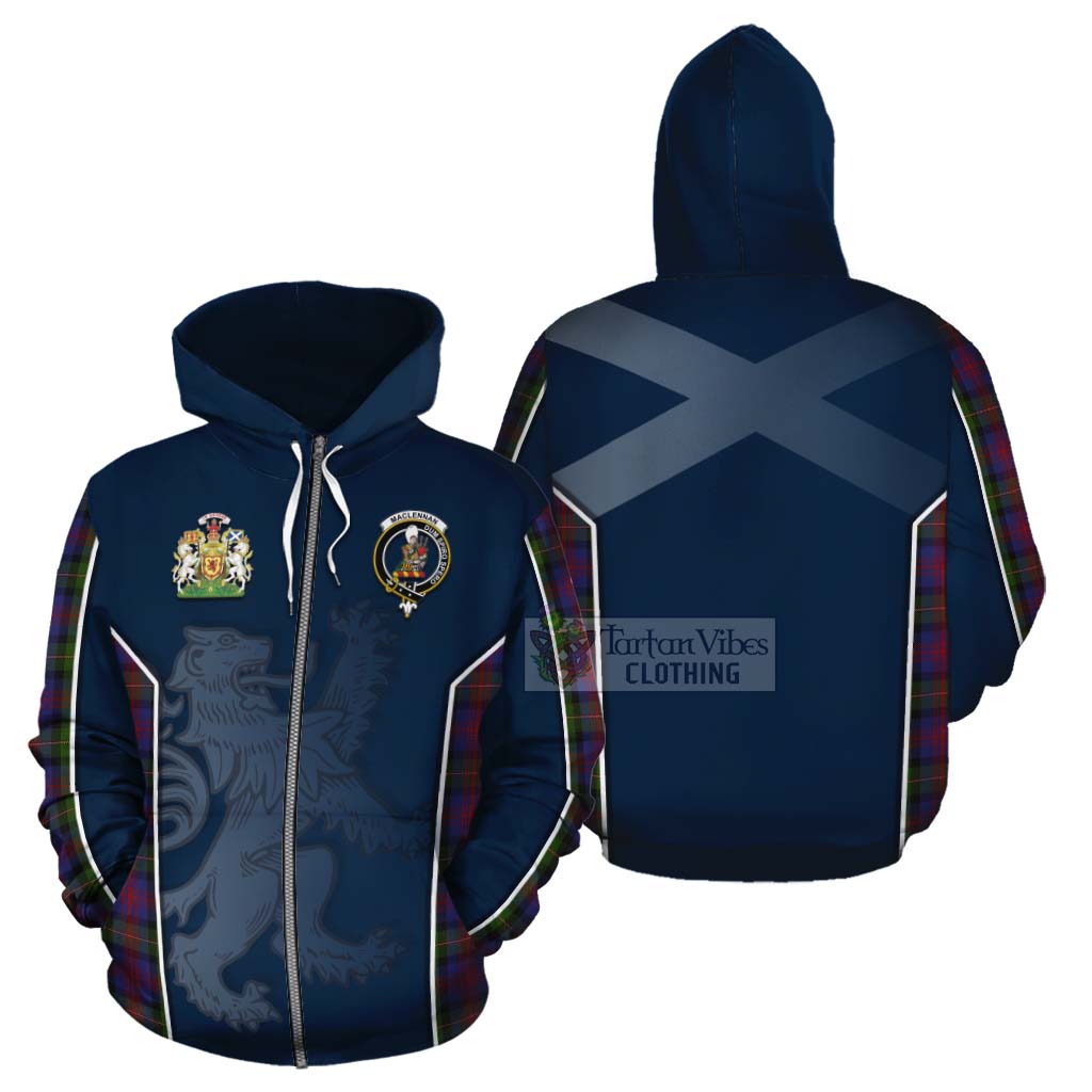 Tartan Vibes Clothing MacLennan (McLennan) Tartan Cotton Hoodie with Family Crest and Lion Rampant Vibes Sport Style