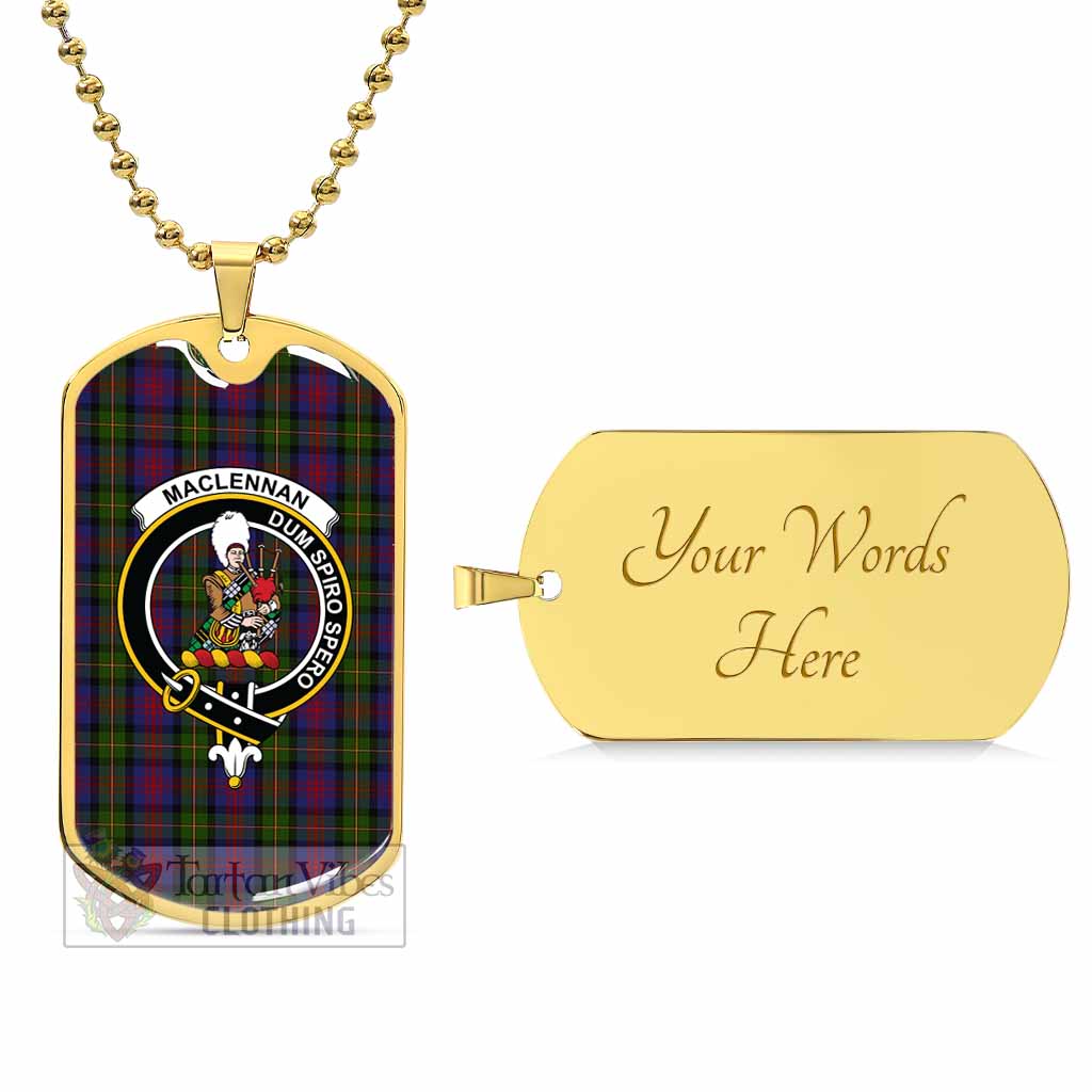 Tartan Vibes Clothing MacLennan (McLennan) Tartan Dog Tag Necklace with Family Crest