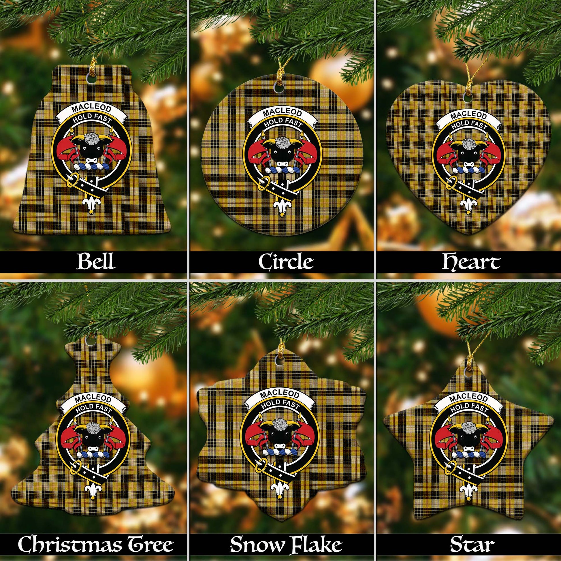 MacLeod Tartan Christmas Ornaments with Family Crest - Tartanvibesclothing