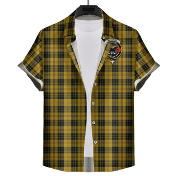 MacLeod Tartan Short Sleeve Button Down Shirt with Family Crest