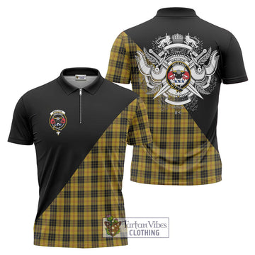 MacLeod Tartan Zipper Polo Shirt with Family Crest and Military Logo Style