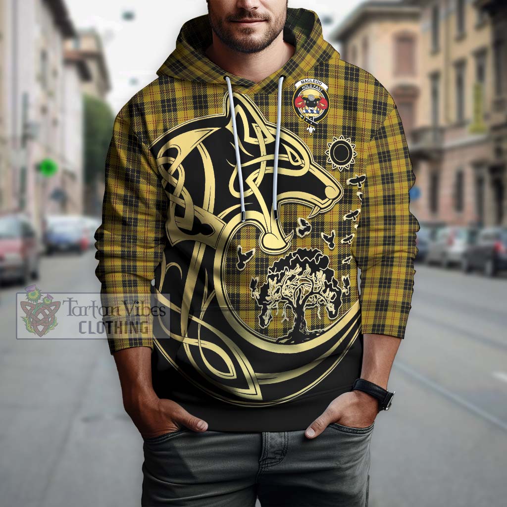 Tartan Vibes Clothing MacLeod Tartan Hoodie with Family Crest Celtic Wolf Style