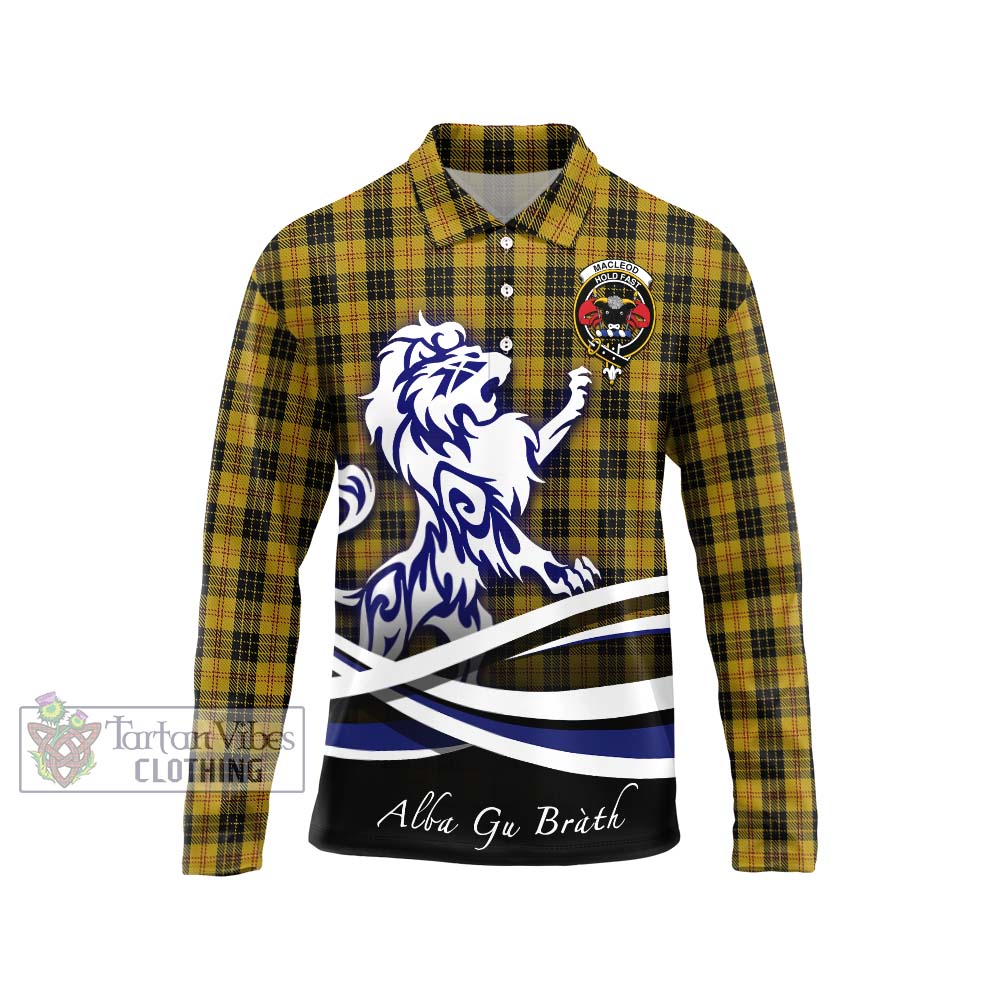 MacLeod Tartan Long Sleeve Polo Shirt with Alba Gu Brath Regal Lion Emblem Unisex - Tartanvibesclothing Shop