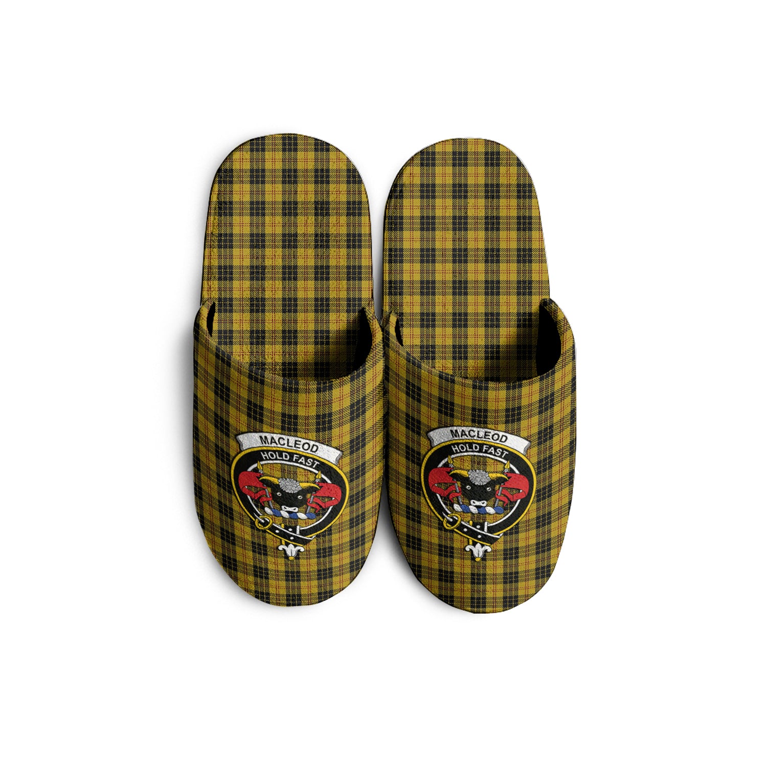 MacLeod Tartan Home Slippers with Family Crest - Tartanvibesclothing