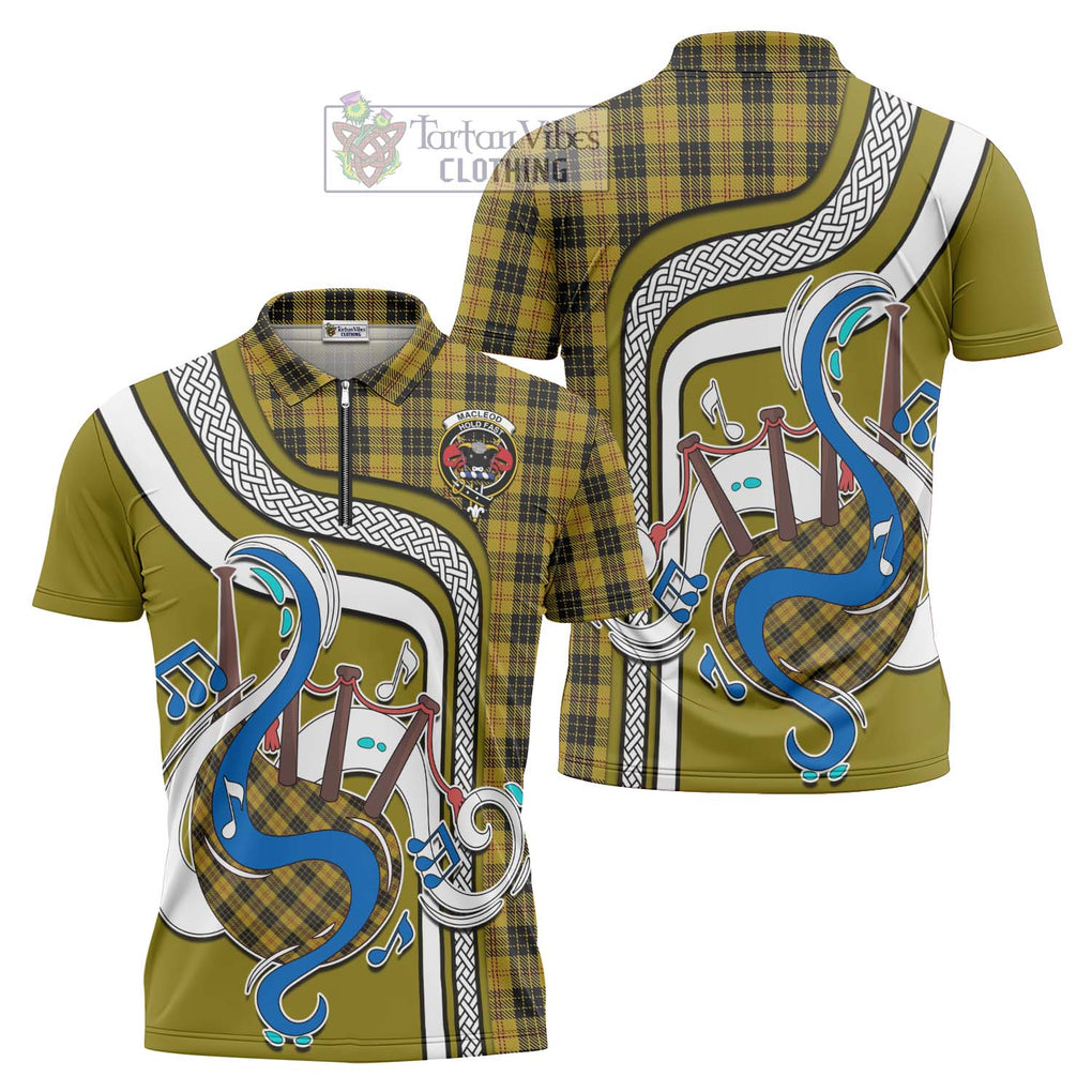 MacLeod Tartan Zipper Polo Shirt with Epic Bagpipe Style Unisex - Tartanvibesclothing Shop