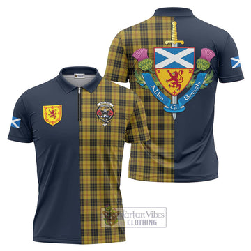 MacLeod Tartan Zipper Polo Shirt Alba with Scottish Lion Royal Arm Half Style