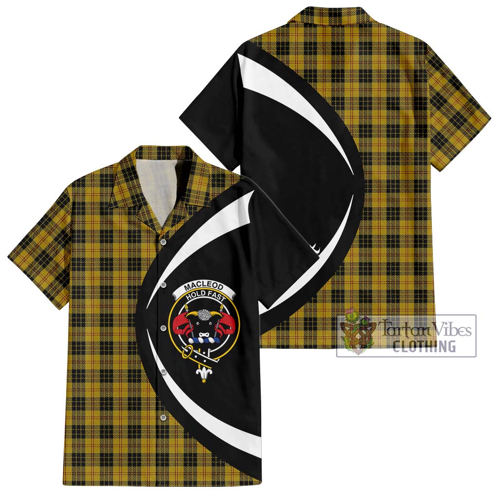 MacLeod Tartan Short Sleeve Button Up with Family Crest Circle Style Kid - Tartan Vibes Clothing