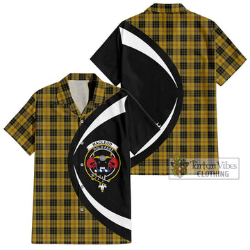 MacLeod Tartan Short Sleeve Button Up with Family Crest Circle Style