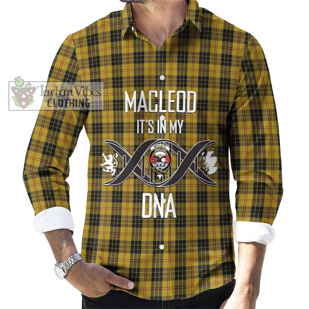 MacLeod Tartan Long Sleeve Button Shirt with Family Crest DNA In Me Style Men's Shirt S - Tartanvibesclothing Shop