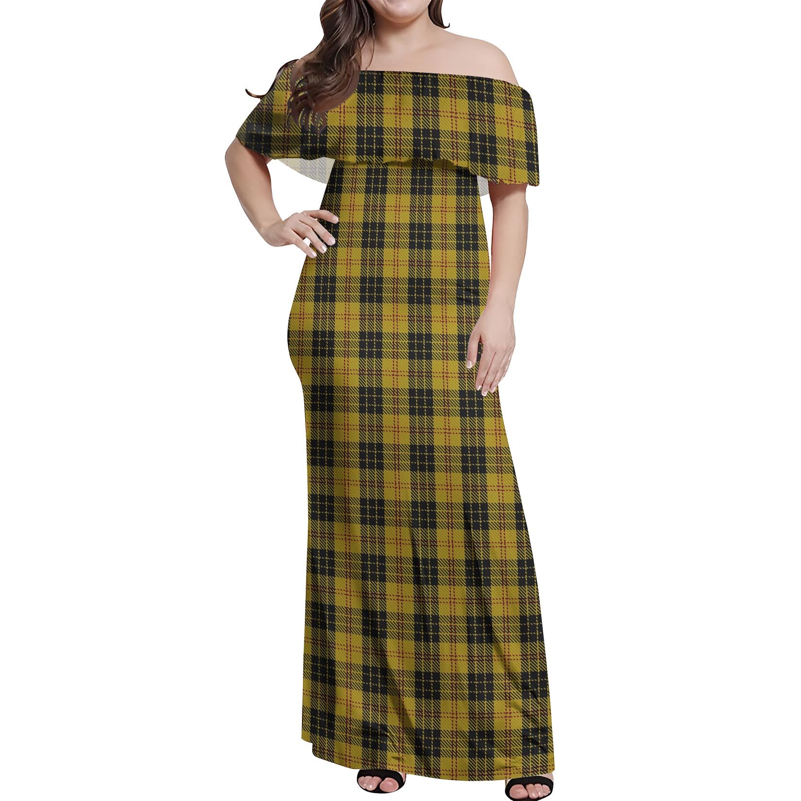 MacLeod Tartan Off Shoulder Long Dress Women's Dress - Tartanvibesclothing