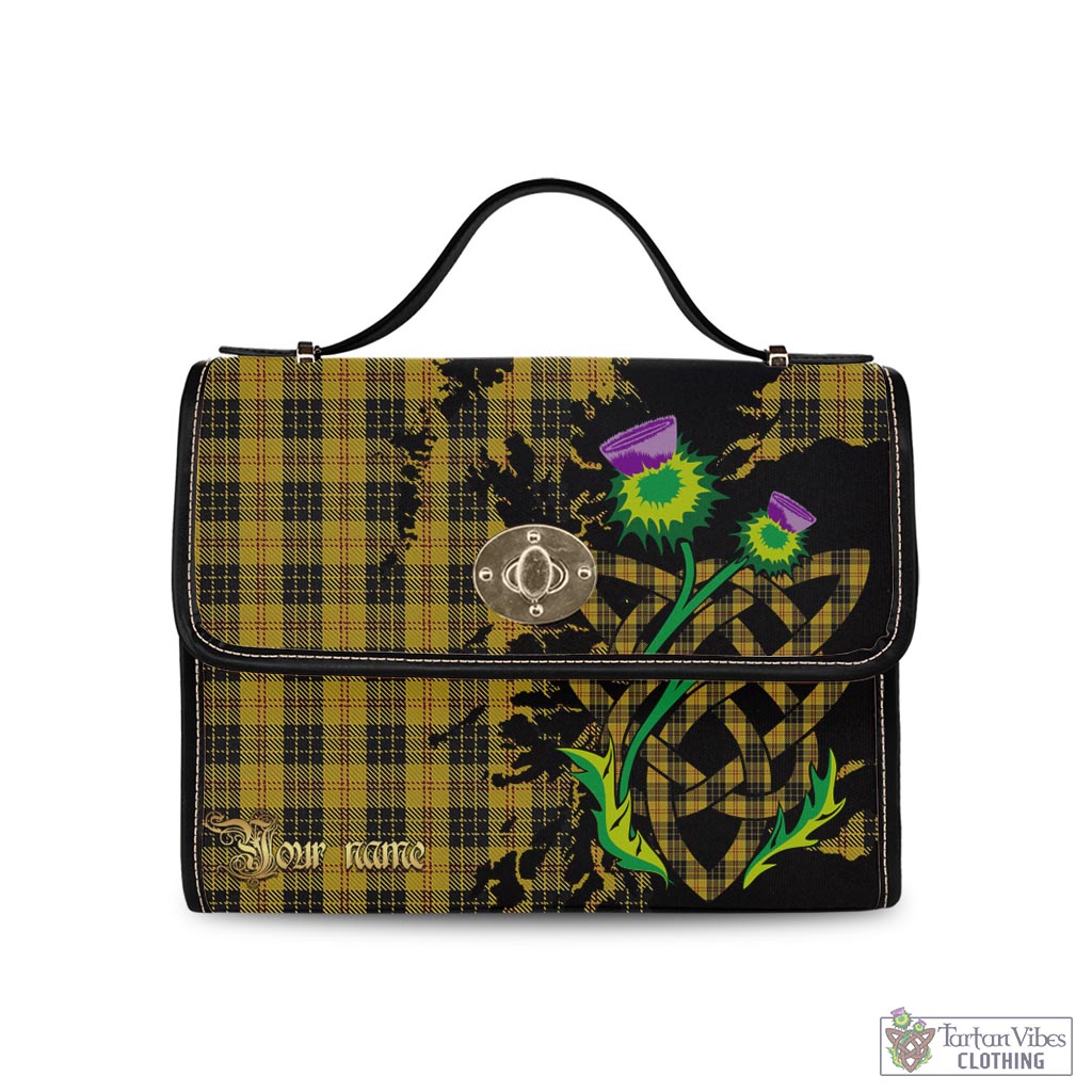 Tartan Vibes Clothing MacLeod Tartan Waterproof Canvas Bag with Scotland Map and Thistle Celtic Accents