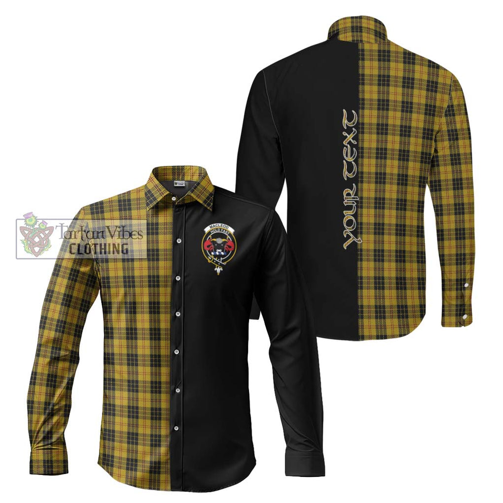 MacLeod Tartan Long Sleeve Button Shirt with Family Crest and Half Of Me Style Men's Shirt S - Tartanvibesclothing Shop