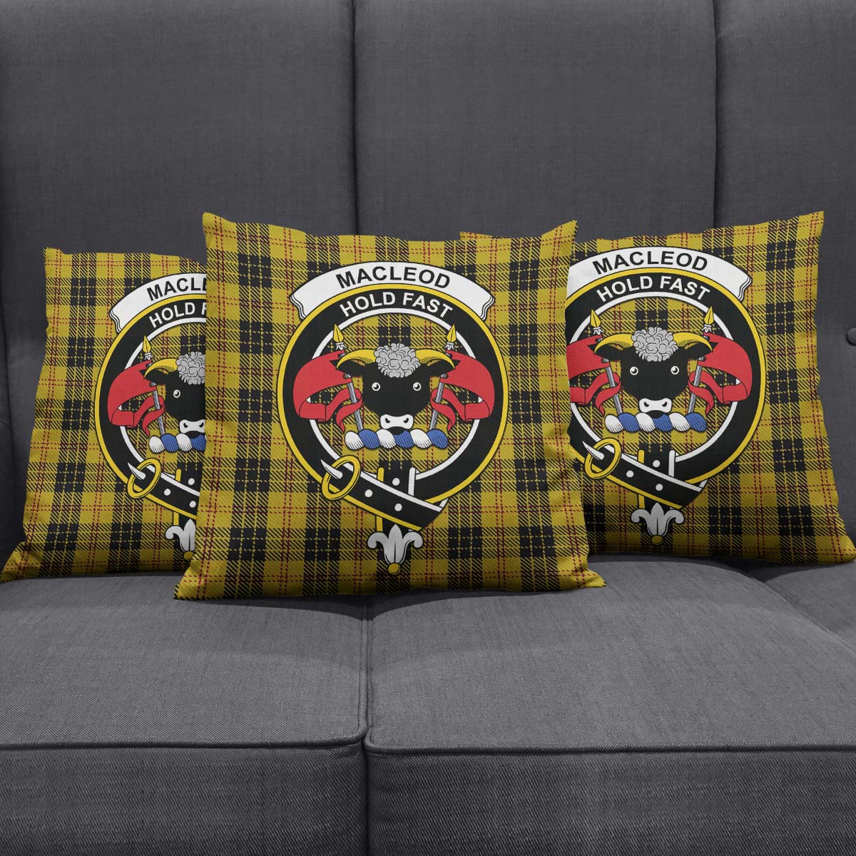 MacLeod Tartan Pillow Cover with Family Crest Square Pillow Cover - Tartanvibesclothing