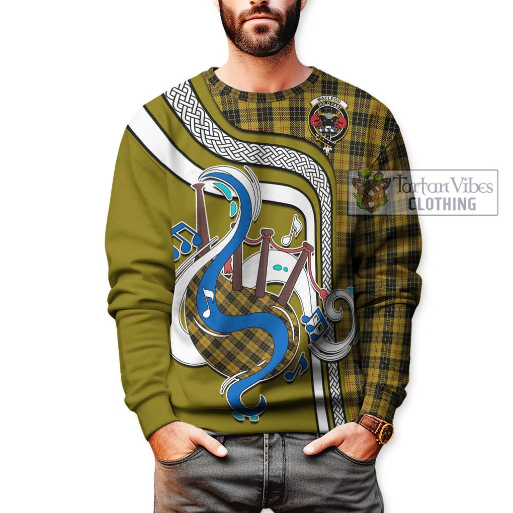 Tartan Vibes Clothing MacLeod Tartan Sweatshirt with Epic Bagpipe Style