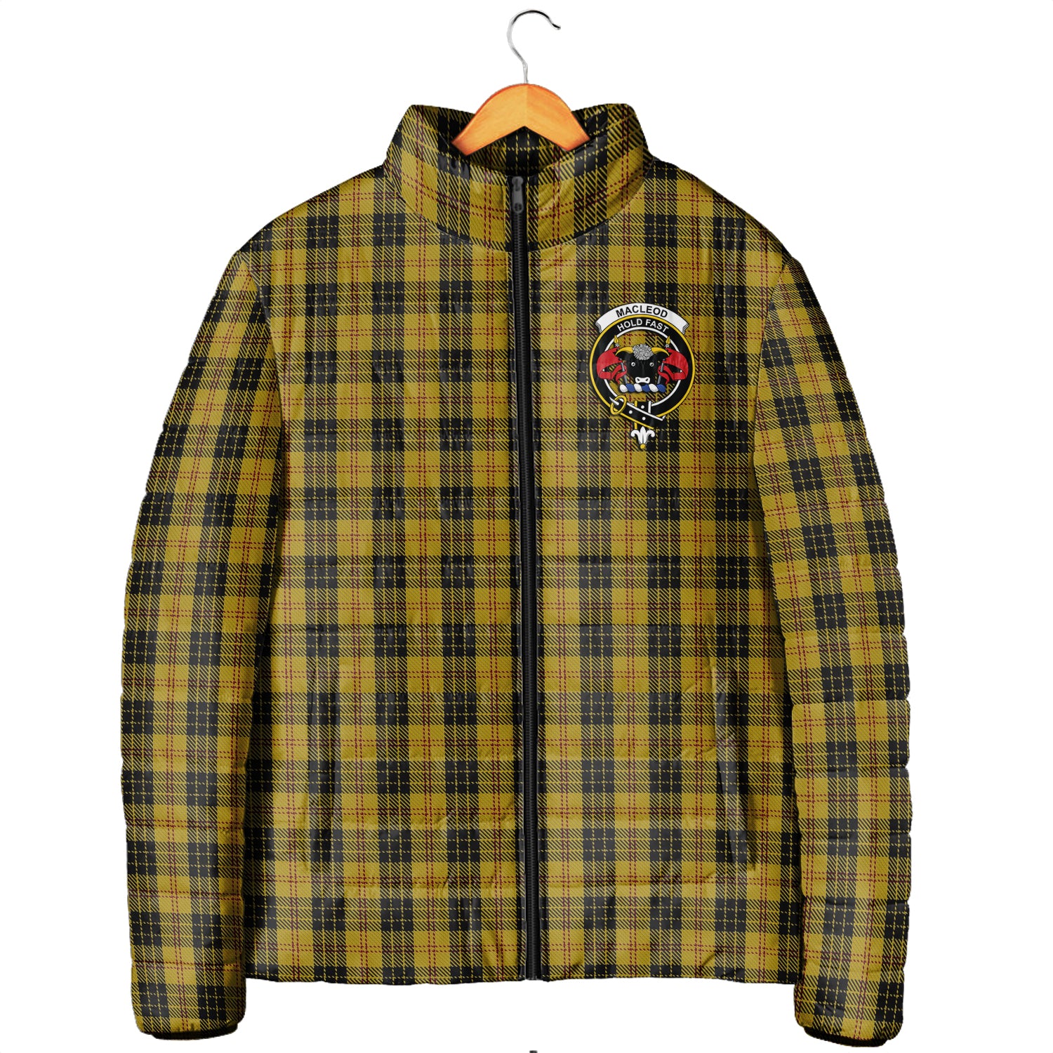 MacLeod Tartan Padded Jacket with Family Crest Men's Padded Jacket - Tartan Vibes Clothing