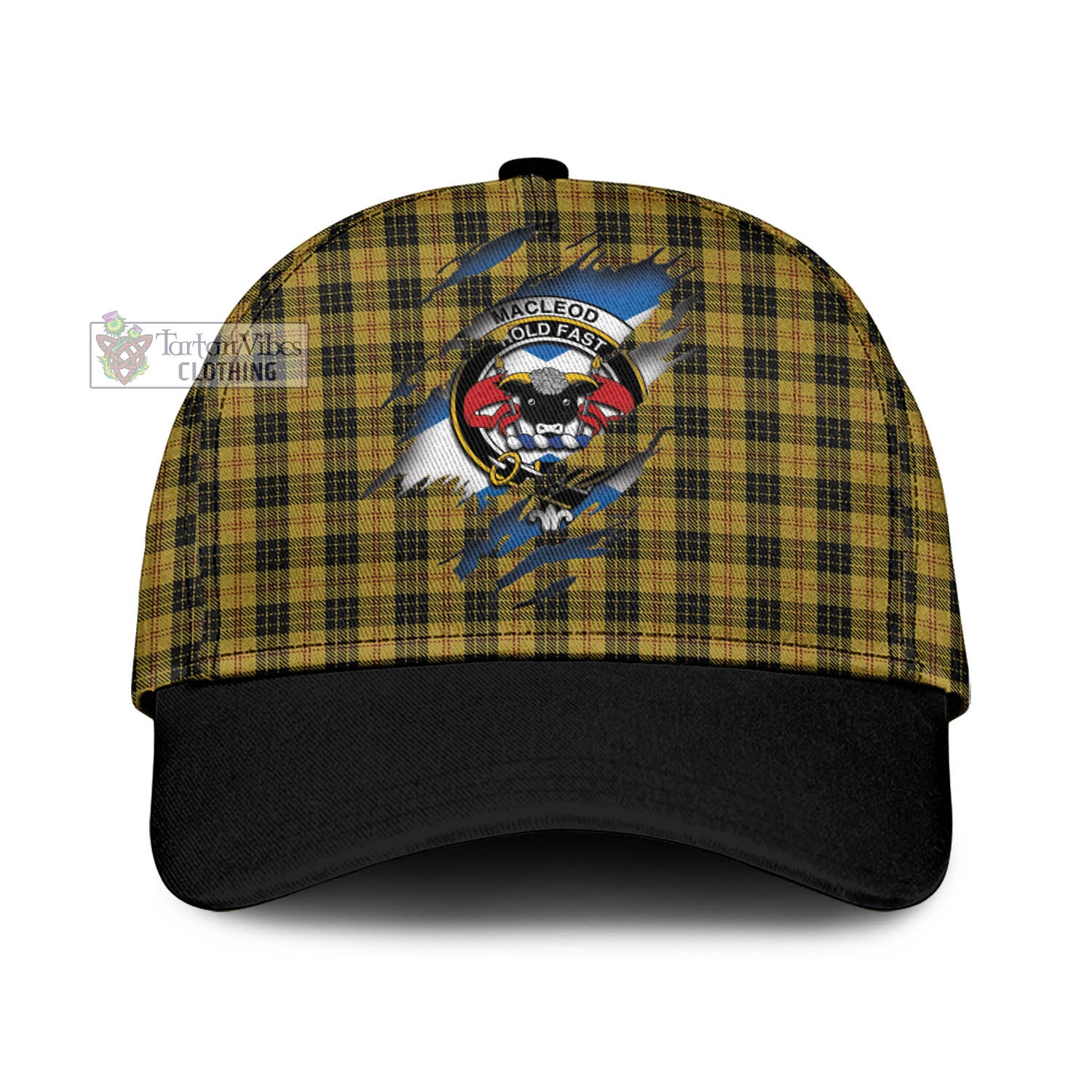 Tartan Vibes Clothing MacLeod Tartan Classic Cap with Family Crest In Me Style