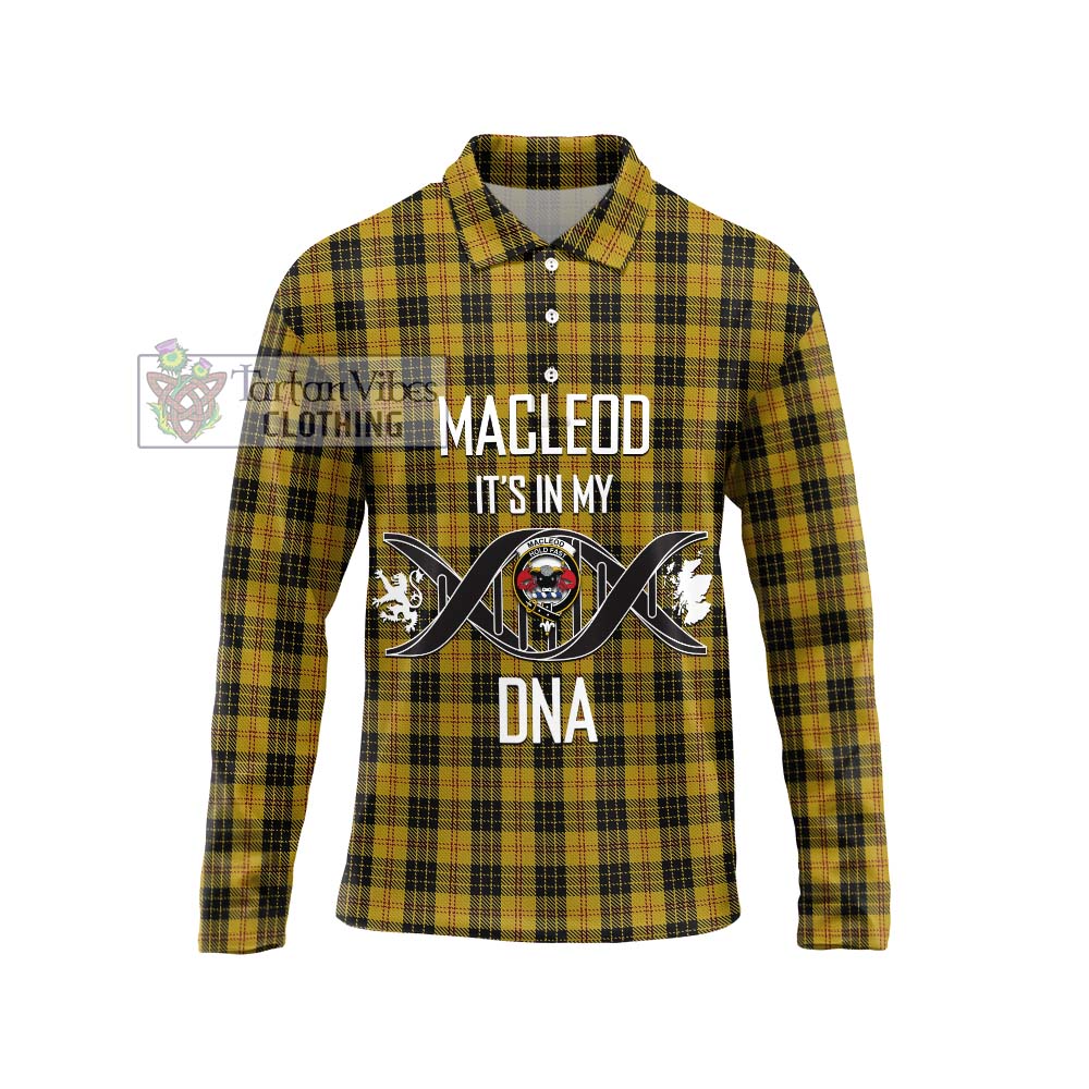 MacLeod Tartan Long Sleeve Polo Shirt with Family Crest DNA In Me Style Unisex - Tartanvibesclothing Shop