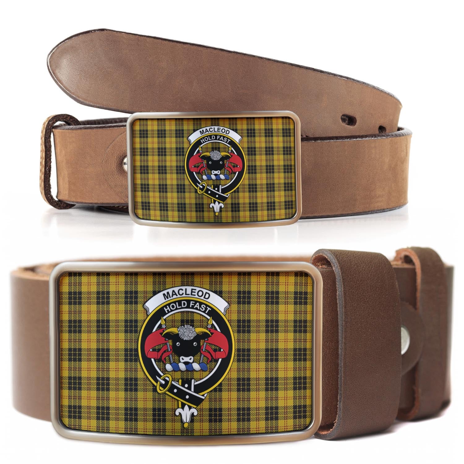 MacLeod Tartan Belt Buckles with Family Crest - Tartan Vibes Clothing