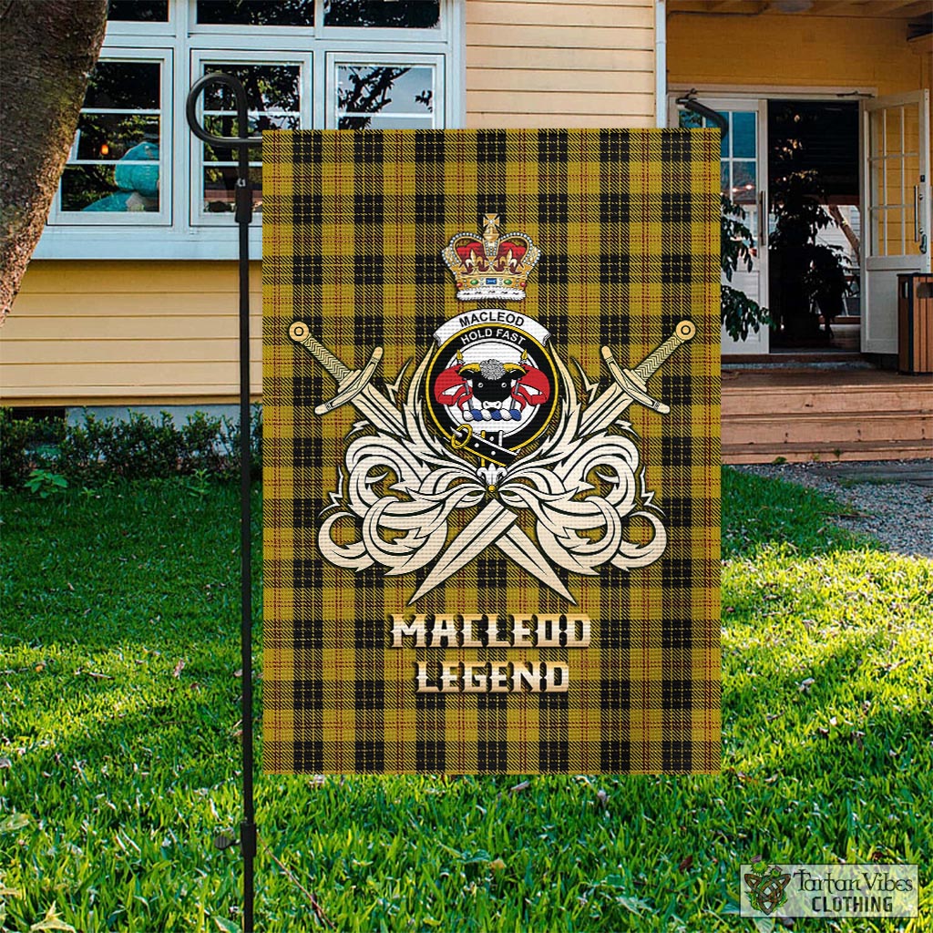 Tartan Vibes Clothing MacLeod Tartan Flag with Clan Crest and the Golden Sword of Courageous Legacy