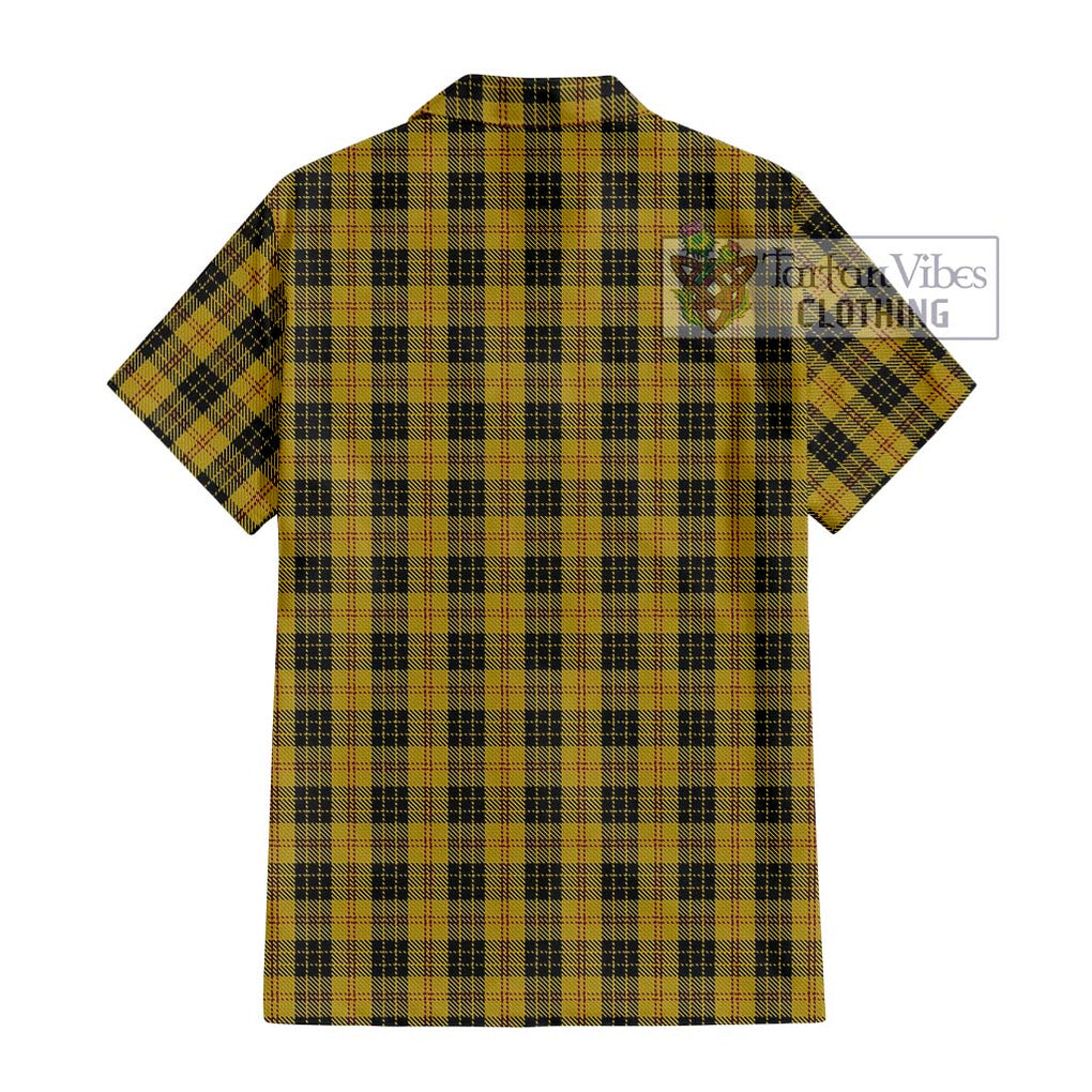 MacLeod Tartan Short Sleeve Button Shirt with Family Crest DNA In Me Style - Tartanvibesclothing Shop